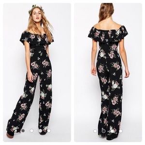 ASOS Tall Floral Summer BOHO Hawaiian Ruffle Full Length Jumpsuit (US 8)